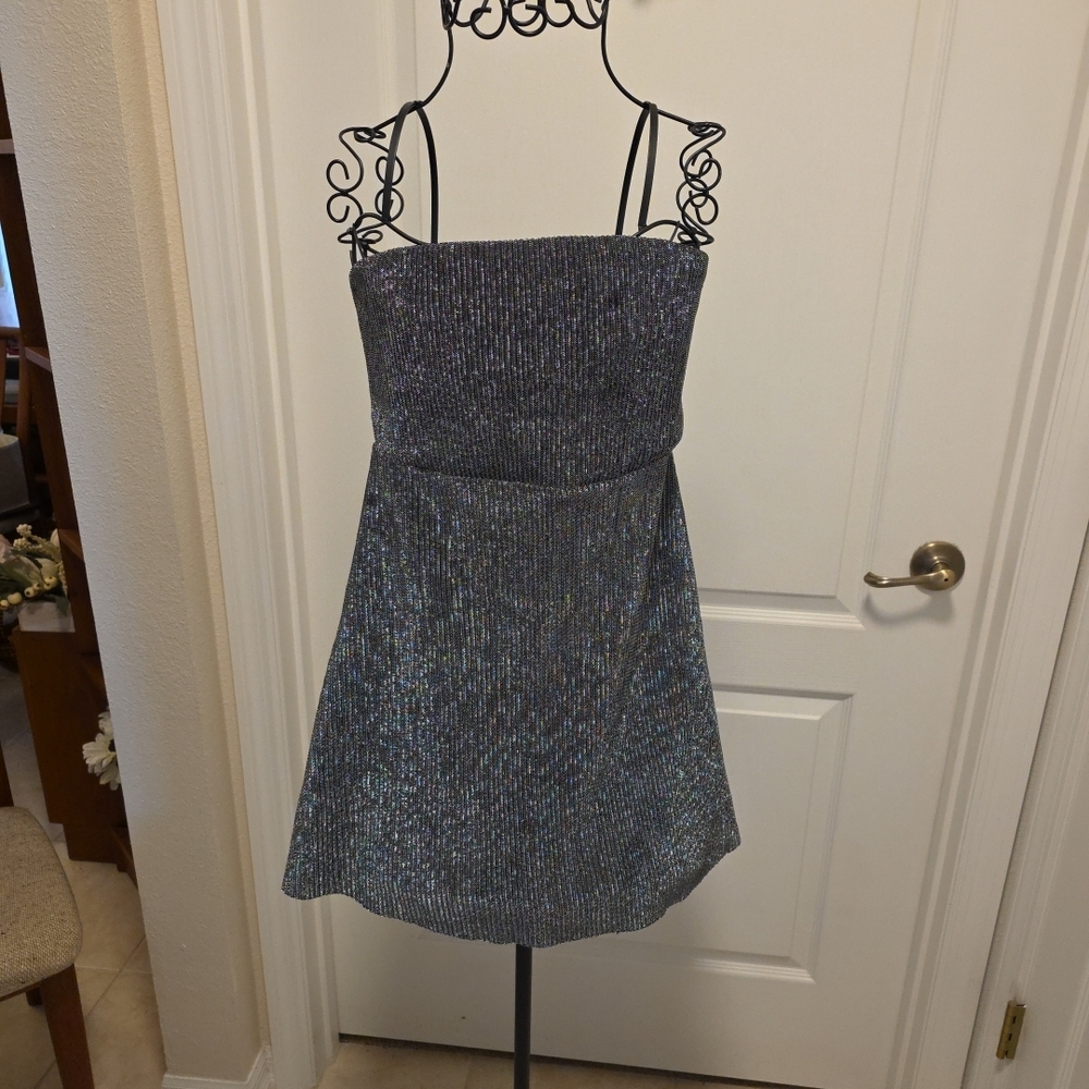 Wild Fable Shimmering Silver Mini Dress